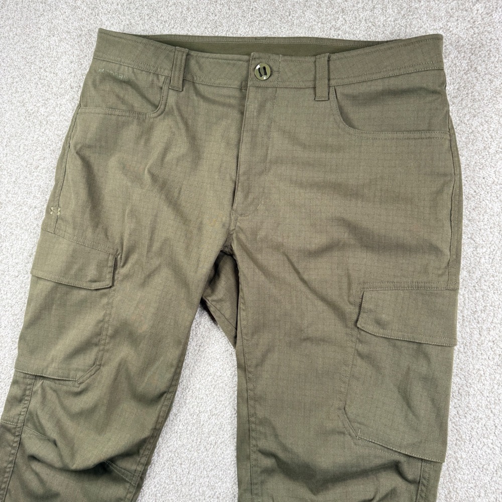 Under Armour Cargo Pants Mens 36/32 Olive Green Storm Loose Fit Tactical